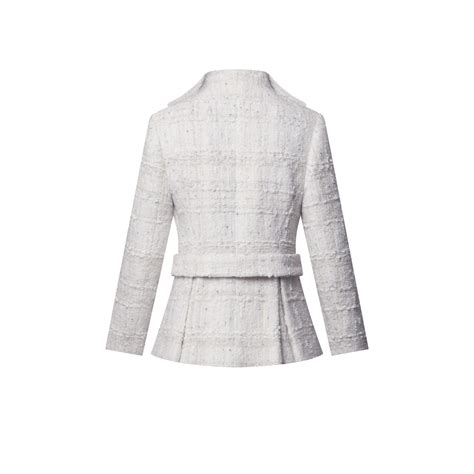 lv peace and love jacket|Graphic Collar Belted Tweed Jacket .